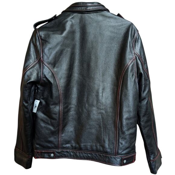 Disney Parks Marvel Men’s Black Leather Jacket Small 1939 Edition Biker Moto - Picture 3 of 8